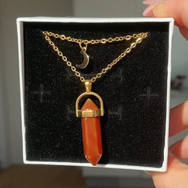 Aura Reveal crystal necklace in its white gift box